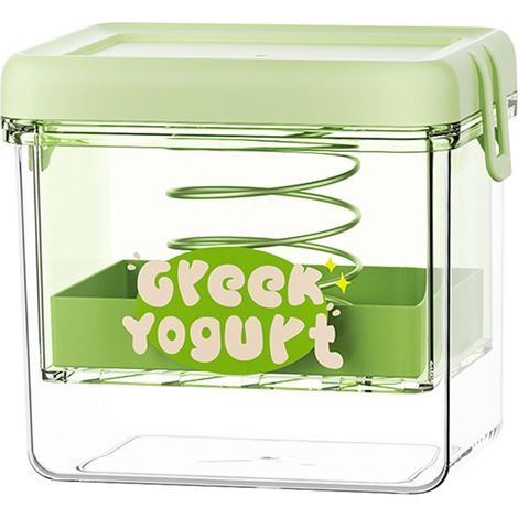 Griechischer Joghurt-sieb, Joghurtbereiter Mit Edelstahlfilter – Grüne Rechteckige Nussmilchmaschine Zur Zubereitung Von Griechischer Milch, Käse Und Dicken Nüssen.