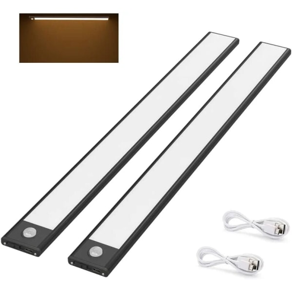 Eine Led-kleiderschrankleuchte Mit Bewegungssensor – Lange Akkulaufzeit, 40 Cm, Kabellos, Usb-aufladbar.