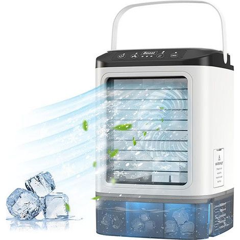 Tragbare Klimaanlage, Mini-luftkühler, 900-ml-wassertank Mit Kühler, 4-in-1-ventilator Und Luftbefeuchter, 3 Windgeschwindigkeiten