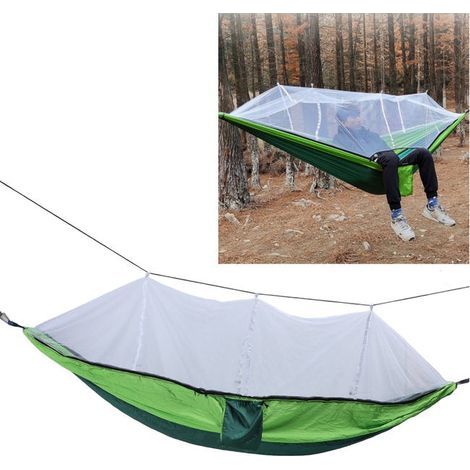 Outdoor-hängematte, Tragkraft 661 Lb, Leichte, Tragbare Hängematte Mit Netz Für Camping, Picknick Im Garten, Dunkelgrün Mit Grünen Früchten (weißes Netz)