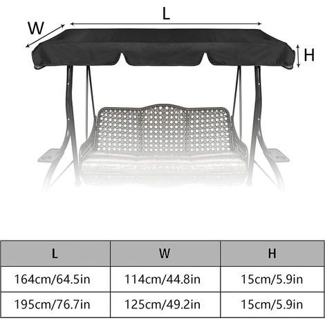 Ersatzdach Für Schaukelsitz, Wasserabweisende Außenabdeckung Für Schaukel, Uv-schutz Für Terrasse, Hängematte, Schaukel, Dach Für Garten/außenbereich (195 X 125 X 15 Cm)