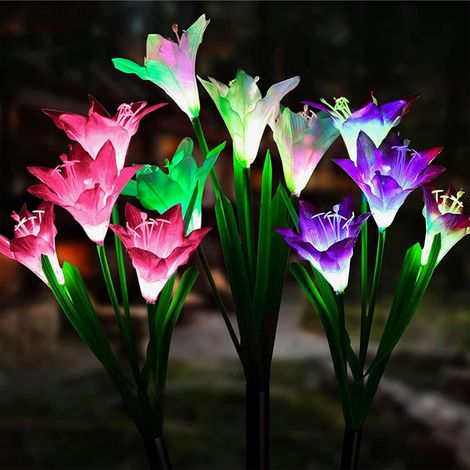 Solar-gartenleuchte – Led-solarblume Mit Flexiblem Stiel – Automatische Außenbeleuchtung Von Der Dämmerung Bis Zum Morgengrauen – Ip65 – 3 Stück
