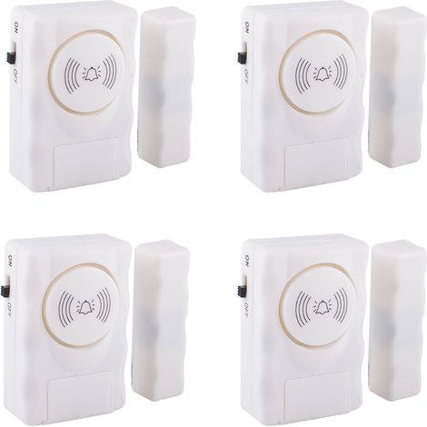 Tür-/fenster-alarmsensor – Magnetischer Auslöser – 105 Db Sirene – Kabellos Und Autark – 4er-pack