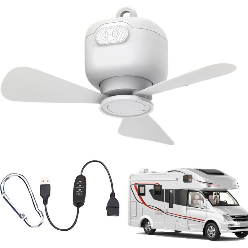 Tragbarer Deckenventilator, Geeignet Für Pavillons, Zelte, Wohnmobile, Markisen, Außenbereiche, Schlafzimmer Usw., Drei Geschwindigkeitsstufen Einstellbar, Usb-betrieben.