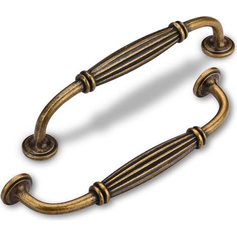 Vintage-küchenschrankgriff, 96 Mm (lochabstand), Zweiteiliger Küchenschrankgriff Aus Antikem Messing, Vintage-möbelgriff