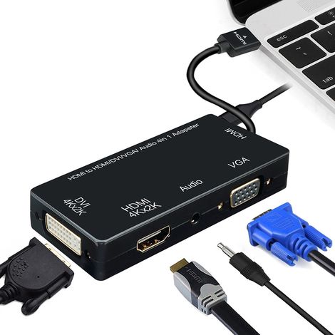 Hdmi-zu-vga/dvi-adapter – Digital-analog-signalumwandlung – Auflösung Bis Zu 4k – 3,5-mm-audioausgang – 1 Stück