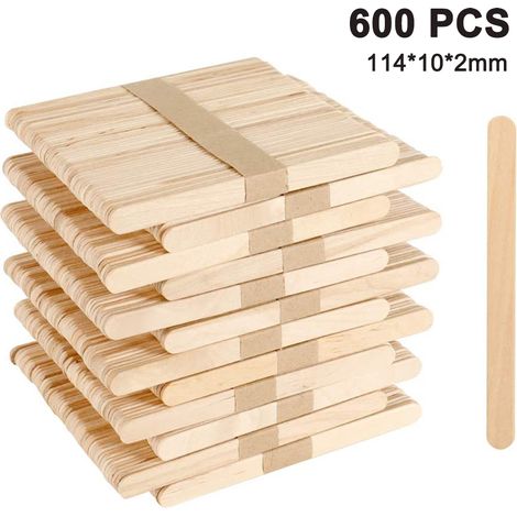 Holzstiele Für Eis Am Stiel – 600 Stück – 114 X 10 X 2 Mm – Für Selbstgemachtes Eis Am Stiel, Bastelarbeiten Und Lernaktivitäten