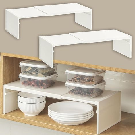 2er-set Aufbewahrungsregale, Schrankorganizer, Gewürzregal Für Die Küche, Ausziehbares Regal, Schrankregal, Für Küchenarbeitsplatte, Badezimmer, Küche, Waschküche