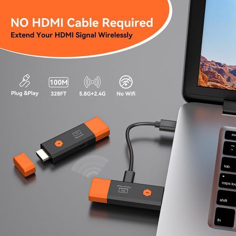 4k Wireless Hdmi Transmitter & Receiver – Dualband 5,8 Ghz, 50 M Reichweite, Multi-screen (1 Rx), Led-display, Plug & Play, 4k-eingang, 1080p-ausgang Mit Edid (1 Stück)