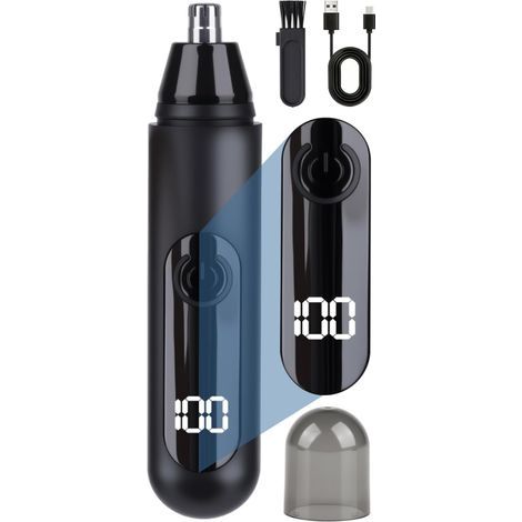 Wiederaufladbarer Nasenhaartrimmer Mit Usb-anschluss, Schmerzfreier Ohrhaartrimmer Für Damen Und Herren, Doppelseitige Nasenrasierklingen, Mit Led-display, Abwaschbare Klinge, Einfache Reinigung