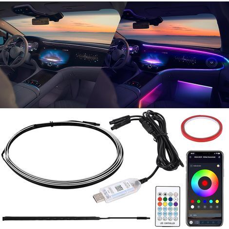 Led-streifen Für Den Fahrzeuginnenraum, Rgb-innenraumbeleuchtung Mit Fernbedienung/app-steuerung, Led-streifen Für Die Armaturentafeldekoration, Lichtleiste