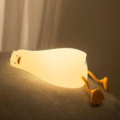 Silikon-nachtlicht Für Kinder, Led-nachttischlampe In Entenform, Usb-aufladbar Mit Timer, 1200-mah-akku, Berührungsschalter Und Helligkeitsregelung, Handyhalterung