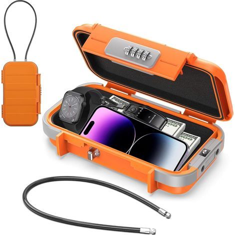 Tragbarer Outdoor-safe Mit Wasserdichtem 4-stelligem Zahlenschloss Und Abnehmbarem 6 Mm Dickem Stahlkabel, Ideal Zur Sicheren Aufbewahrung Ihrer Wertsachen Auf Reisen, Am Strand Oder Beim Camping.