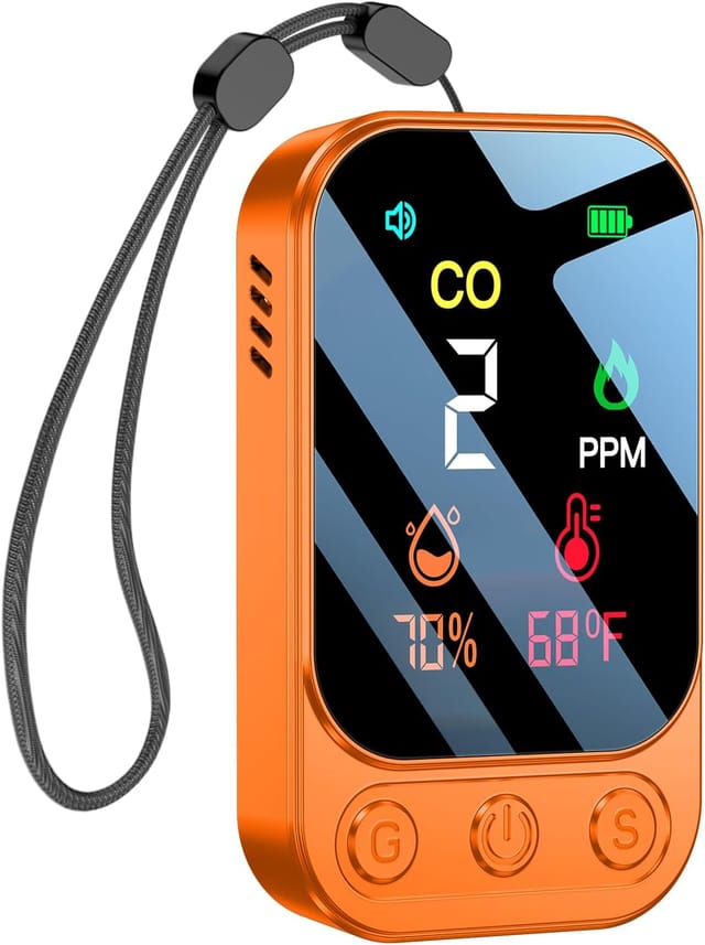 Tragbarer Kohlenmonoxidmelder Für Reisen, Camping Und Auto Tragbarer Co-alarm Kohlenmonoxidmessgerät Mit Integriertem Akku Orange, Hd09