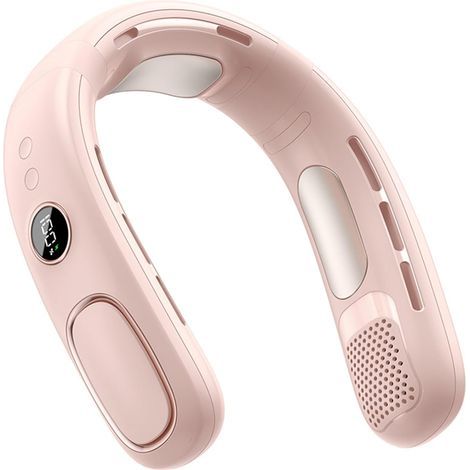 Aufbewahrungstasche, Blattloser Halbleiterventilator, Zum Umhängen, Wiederaufladbar, Digitalanzeige, Tragbares Kühlgerät, Geeignet Für Erwachsene Und Kinder, Rosa