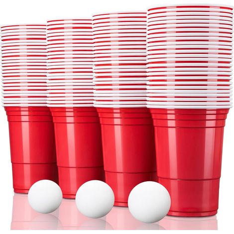 Beer-pong-becher – 473 Ml – Lebensmittelechtes Polypropylen – Rot Mit Weißer Innenseite – 50er-packung