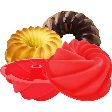 Gugelhupfform – Lebensmittelechtes Silikon – 24 Cm – Antihaftbeschichtung – Für Kuchen, Gelee, Brot – 2er-set