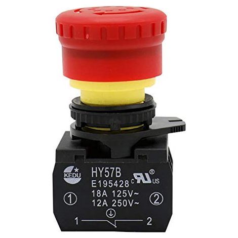Hy57b Not-aus-drucktaster, Roter Runder Drucktaster, Hochleistungsausführung, Für Industrielle Elektrogeräte, 2 Schließer, 125 V/250 V/400 V, 18 A/12 A/8 A