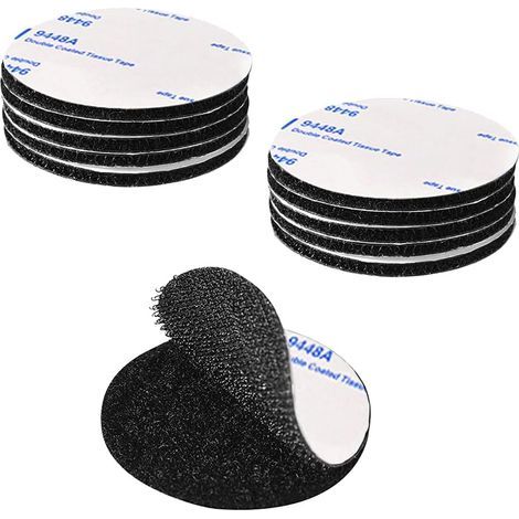 Extra Starkes, Selbstklebendes Klettband, Schwarz, Rund, 5 Cm Durchmesser, Wiederverwendbare Doppelseitige Klebepunkte, 10er-packung