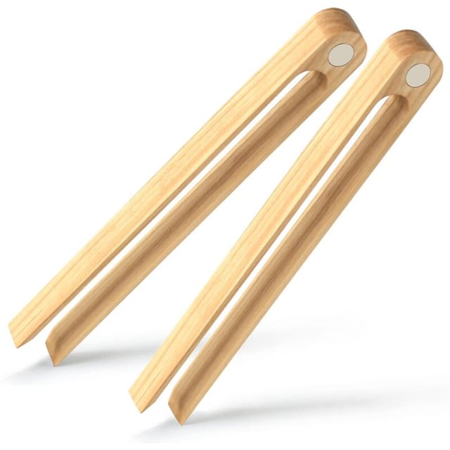 Bambusholzzange, Toasterzange, Kochstäbchen Für Salate, Grillen, Backen, Braten, Gebäck, Brot, Bagels Und Süßigkeiten (2er-set)