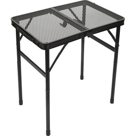 Klappbarer Grilltisch (0,6 M), 3-fach Höhenverstellbar (26/48/70 Cm), Leichter Campingtisch Mit Hitzebeständiger Netzgewebeplatte, Tragbarer Outdoor-tisch