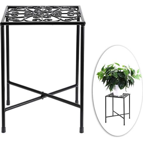 Pflanzenständer – Schwarzes Eisen – 20,5 X 20,5 X 28 Cm – Für Zimmer- Und Gartenpflanzen – 1 Stück