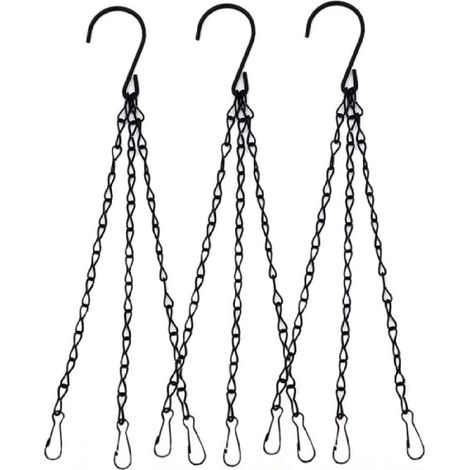 Hängekette – 1,4 Mm Eisen – 40 Cm – Schwarz – Für Blumentöpfe, Pflanzgefäße, Laternen – 3er-set