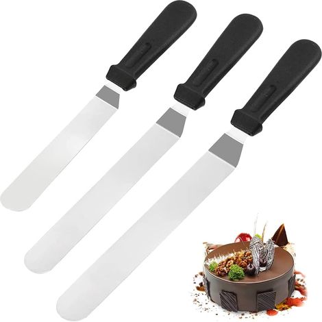 Winkelspatel Für Gebäck – Lebensmittelechter Edelstahl – Zum Glasieren Und Dekorieren – Set Mit 3 Größen (15, 20, 25 Cm)