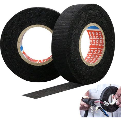 Textilklebeband – 15 M – 19 Mm – Schwarz – Für Kfz-kabelbäume Und Verkabelung – 2 Rollen