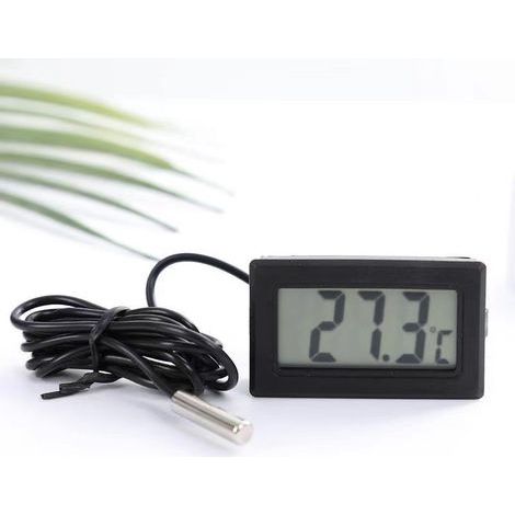 Digitales Lcd-thermometer Mit Wasserdichter Externer Sonde Für Kühlschrank/gefrierschrank - Aquarium Schwarz, 4,6 × 2,8 × 1,5 Cm (kabel: 1 M)
