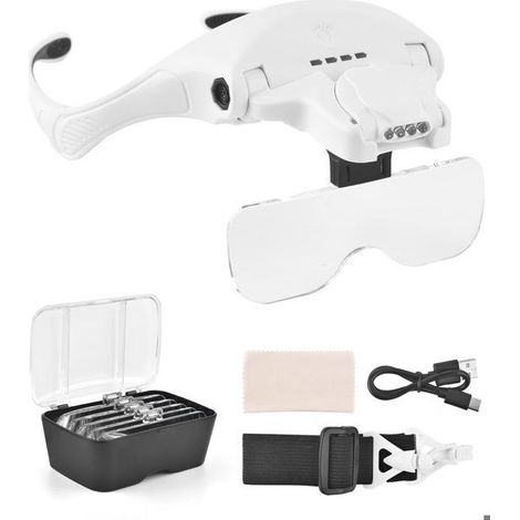 Klvgtifs Pu – Usb-wiederaufladbare Lupe Mit 4 Leds Und Berührungsschalter Zur Betrachtung Von Schmuck Und Stickereien
