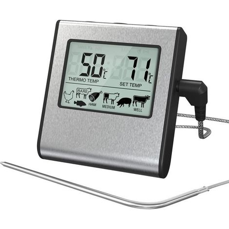 Klvgtifs Pu - Tp16 Digitales Fleischthermometer - Großes Lcd-display - Geeignet Für Backöfen Und Küchen - Integrierter Timer Und Temperatursensor