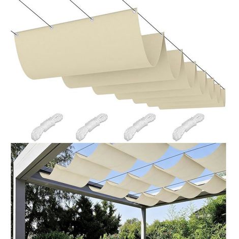 Klvgtifs Pu – Einziehbares Wellen-sonnensegel, Rechteckiges, Wasserdichtes Schattierungsnetz Mit Uv-schutz, 1 X 3 M, Creme