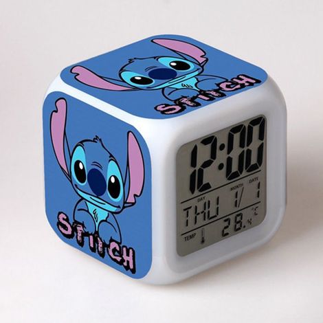 Klvgtifs Pu – Digitaler Wecker – Stitch – Blau – Led-nachtlicht – Usb-aufladbar – Smart