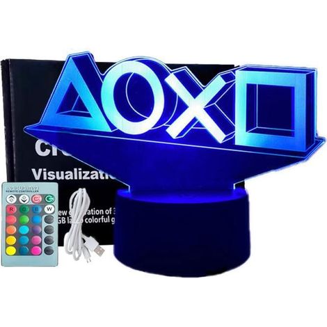 Klvgtifs Pu – 3d-gaming-lampe, 16 Dimmbare Farben, Wiederaufladbar, Dekoration Fürs Gamerzimmer, Geschenk Für Gamer-fans, Kinder Und Jungen
