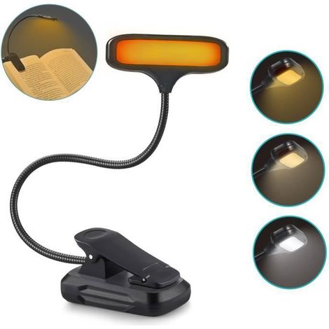 Klvgtifs Pu - 19 Led Leselampe, Wiederaufladbare Klemm-leseleuchte, Augenschutz, Stufenlose Dimmung & 3 Farben (bernstein/weiß/gemischt)