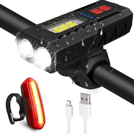 Klvgtifs Pu - Fahrradlampe, 4000mah, Leistungsstarkes Led-lichtset, Usb-aufladbar, Wasserdicht, 5 Modi, Fahrradscheinwerfer, Für Radfahren, Mountainbiken, Hybrid-biking Usw.