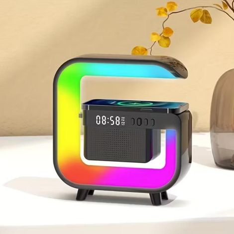 Klvgtifs Pu - G3 Stereo-bluetooth-lautsprecher Mit Rgb-beleuchtung Und Wecker - Usb-aufladbar - Kompatibel Mit Allen Smartphones - Schwarz