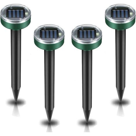Klvgtifs Pu – 4-teiliges Professionelles Solarbetriebenes Maulwurfsabwehrsystem, Maulwurfsabwehr, Wühlmausabwehr, Ultraschallabwehr