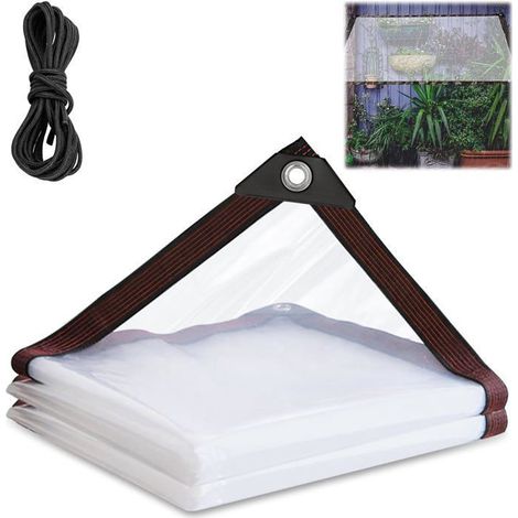 Klvgtifs Pu – Transparente, Wasserdichte Plane, 3 × 2 M, Mit Ösen, Pvc-plane, Inklusive Befestigungsseil