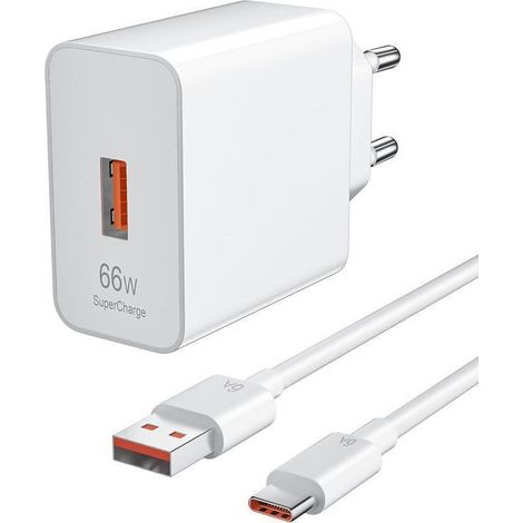 Klvgtifs Pu – 66-w-supercharge-schnellladegerät Für Honor 90 Lite Und 200 Lite, Acocobuy-schnellladegerät Mit 6-a-usb-c-kabel (1 M), Supercharge-ladegerät
