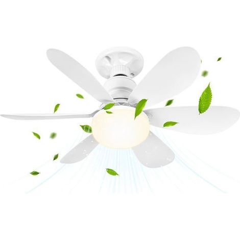 Klvgtifs Pu - Deckenventilator Mit Licht Und Fernbedienung, 52 Cm, 40 W, Kleiner Dimmbarer Led-ventilator Mit E27-fassung, 6 Flügel, 3 Geschwindigkeitsstufen