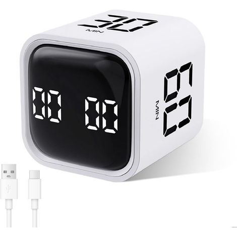 Klvgtifs Pu – Pomodoro-drehtimer, 5/10/30/60 Minuten, Digitaltimer, Einstellbarer Ton, Ideal Für Die Küche, Weiß