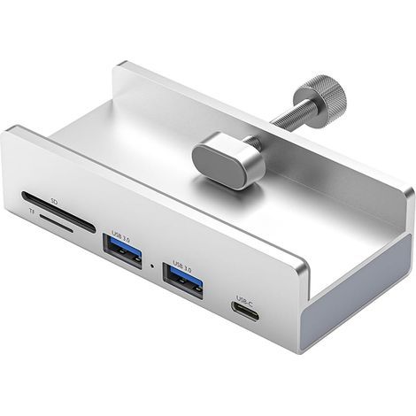 4-port-usb-3.0-hub Mit Sd/tf-kartenleser, Verstellbarer Klemme, Zusätzlichem Stromanschluss, Kompatibel Mit Windows, Mac, Linux Und Chrome Os