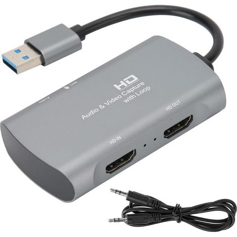 Tragbare Hdmi-zu-usb-2.0-audio-/videoaufnahmekarte Mit Loop-ausgang, 1080p/4k-30hz-hdmi-videoaufnahmekarte.