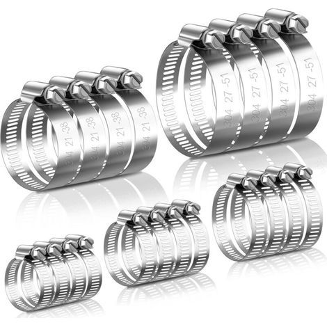 Verstellbare Schlauchschellen Aus Edelstahl 304 – 20er-pack, Verstellbarer Durchmesser 8–51 Mm Für Schläuche Und Rohre