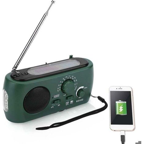 Überlebensradio /sw - 3-led-taschenlampe - 5v-gleichstrom-handyladegerät - Solarstromversorgung