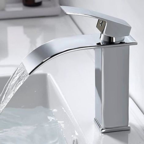 Elegante Wasserfall-waschtischarmatur – Verchromte Mischbatterie G 3/8