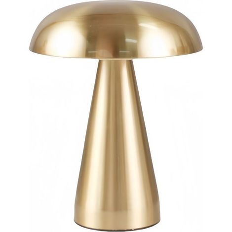 Goldene Pilz-tischleuchte – Kabellos Wiederaufladbar – Dimmbar Per Berührung – 3 Lichtfarben – Modernes Metalldesign