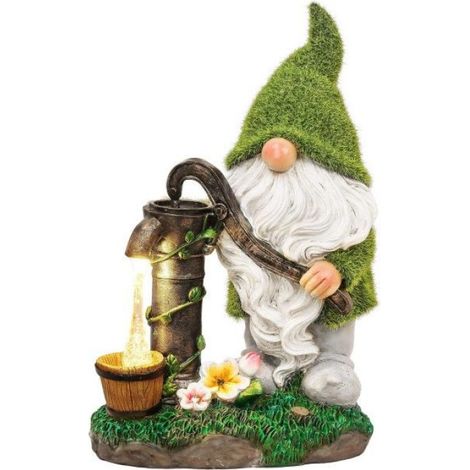 Gartenzwerg – Solarpumpe – Außendekoration Für Garten, Balkon, Terrasse – 29 X 18 X 12 Cm – 1 Stück